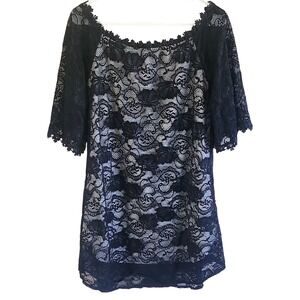 Miholl Womens Black Floral Lace Bell Sleeve Dress Small Whimsygoth Romantic goth